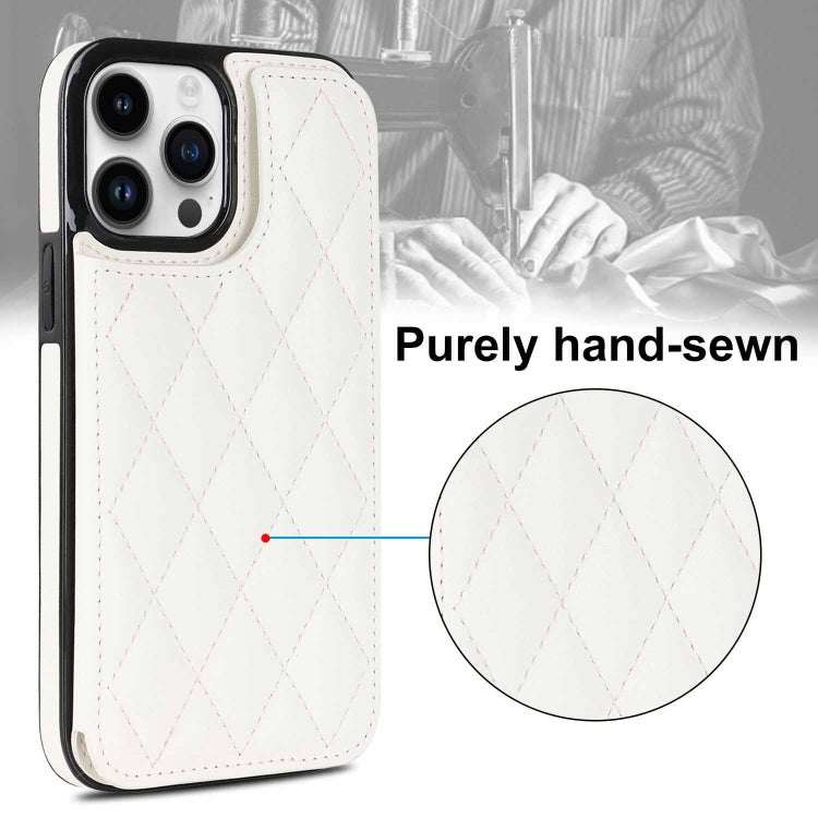 For iPhone 14 Pro Max Double Buckle Rhombic PU Leather Phone Case