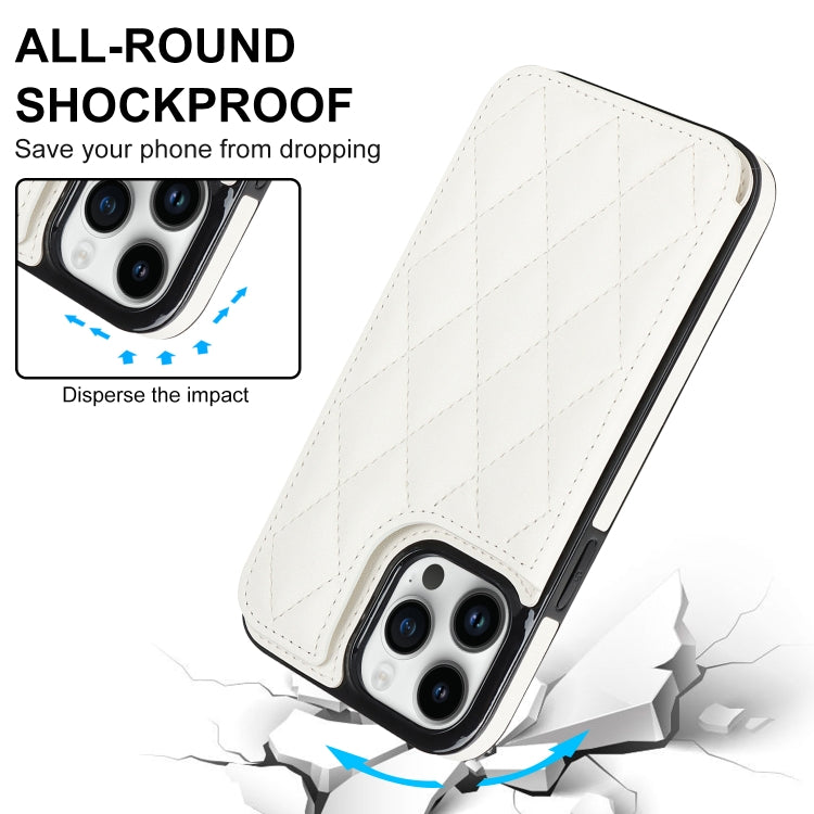 For iPhone 14 Pro Max Double Buckle Rhombic PU Leather Phone Case