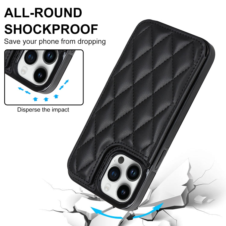 For iPhone 14 Pro Max Double Buckle Rhombic PU Leather Phone Case