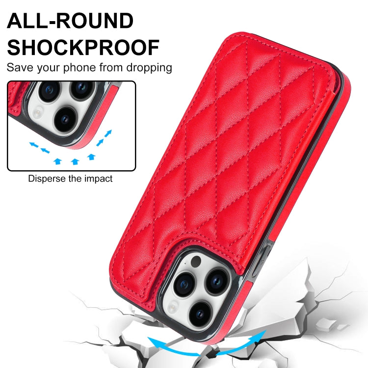 For iPhone 14 Pro Max Double Buckle Rhombic PU Leather Phone Case