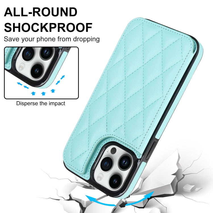 For iPhone 14 Pro Max Double Buckle Rhombic PU Leather Phone Case