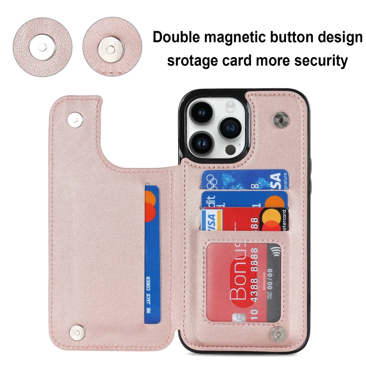 For iPhone 14 Pro Max Double Buckle Rhombic PU Leather Phone Case