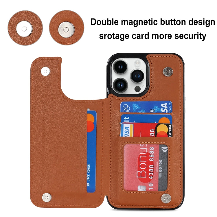 For iPhone 14 Pro Max Double Buckle Rhombic PU Leather Phone Case