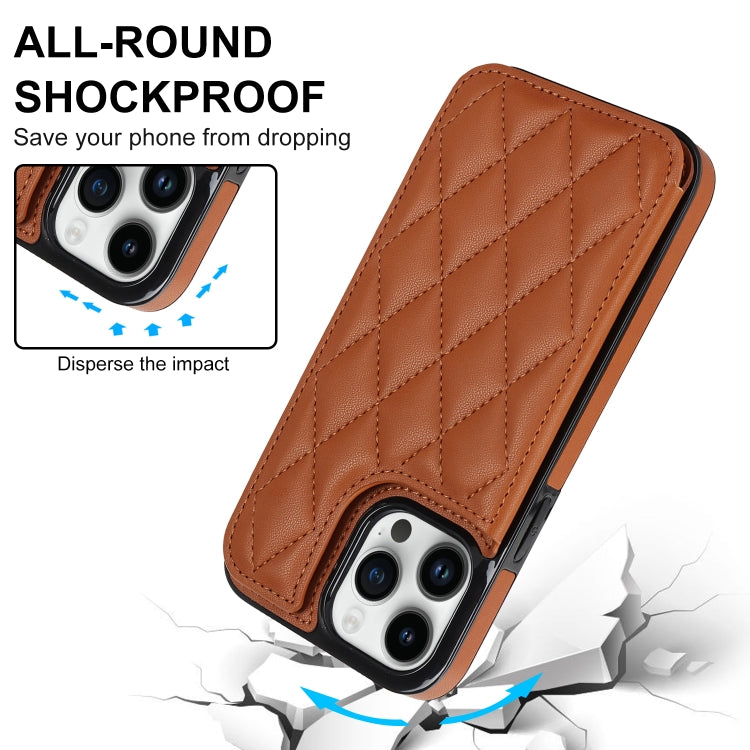 For iPhone 14 Pro Max Double Buckle Rhombic PU Leather Phone Case