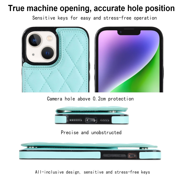 For iPhone 13 Double Buckle Rhombic PU Leather Phone Case