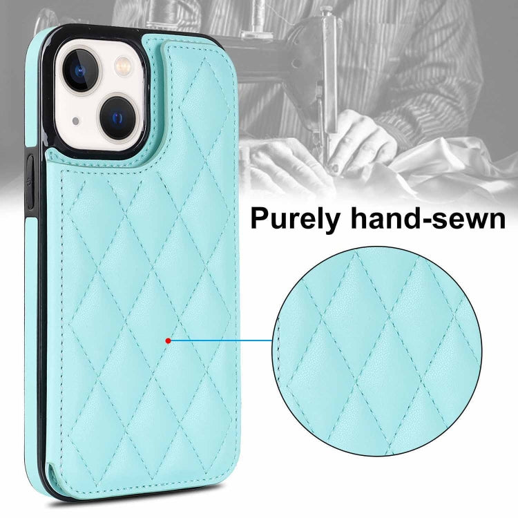 For iPhone 13 Double Buckle Rhombic PU Leather Phone Case