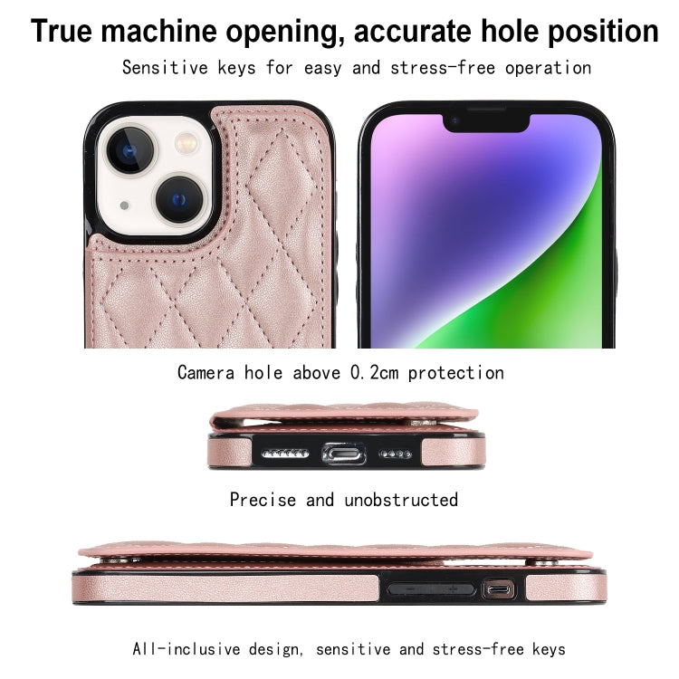 For iPhone 13 Double Buckle Rhombic PU Leather Phone Case
