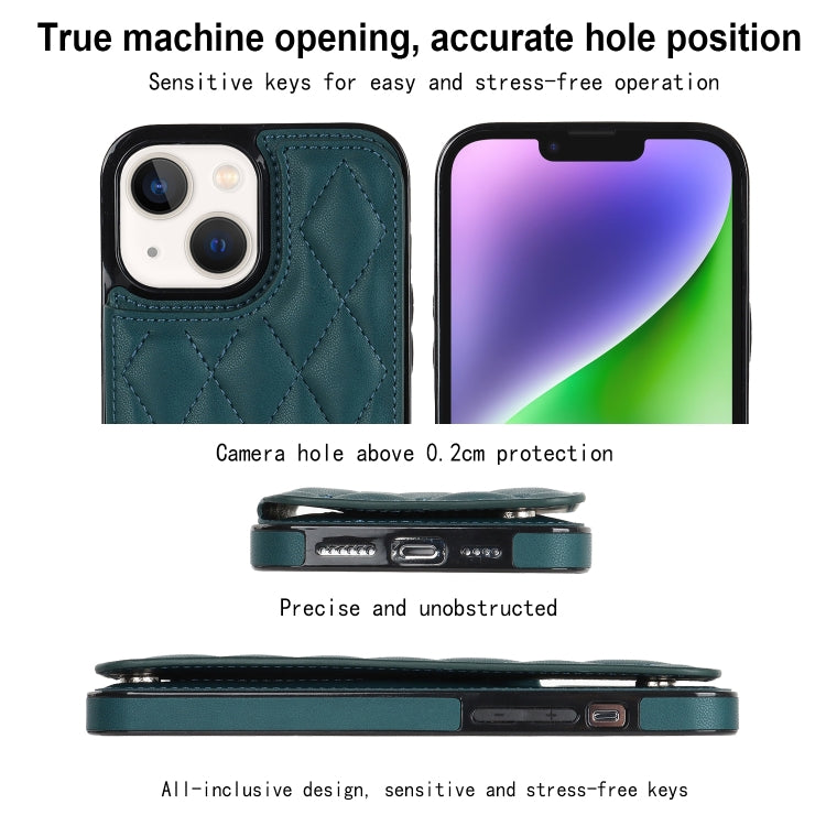 For iPhone 13 Double Buckle Rhombic PU Leather Phone Case