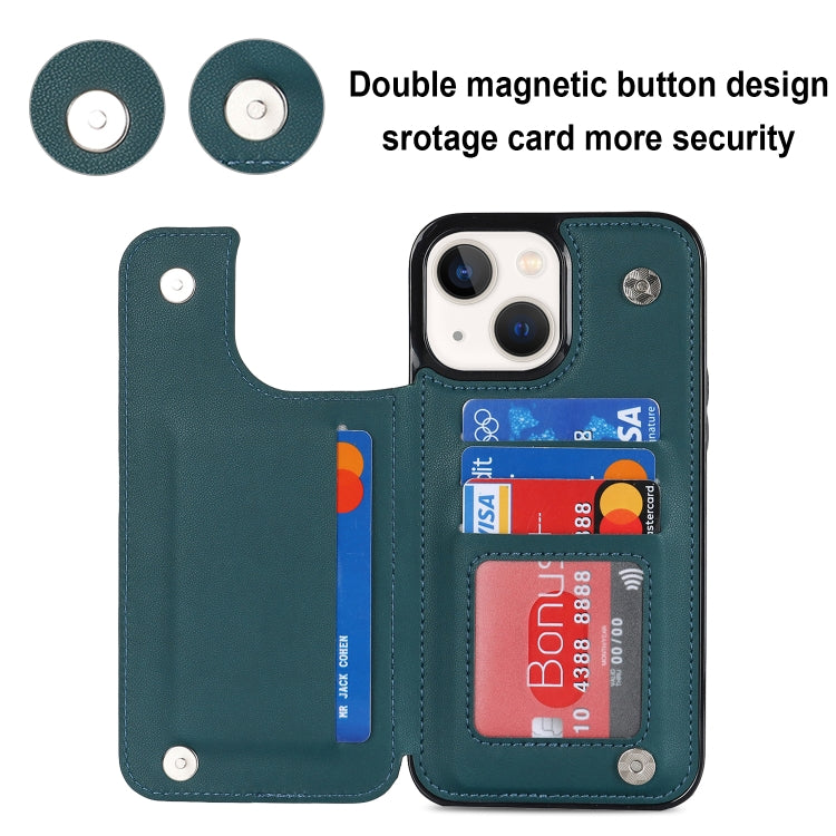For iPhone 13 Double Buckle Rhombic PU Leather Phone Case