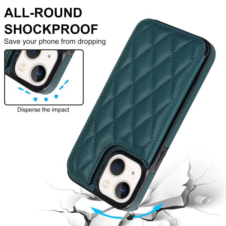 For iPhone 13 Double Buckle Rhombic PU Leather Phone Case