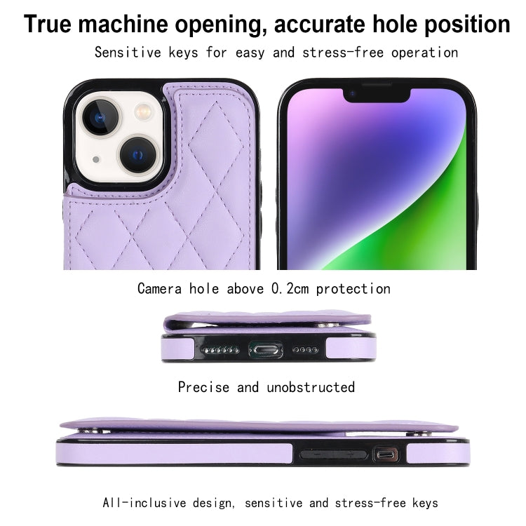 For iPhone 13 Double Buckle Rhombic PU Leather Phone Case
