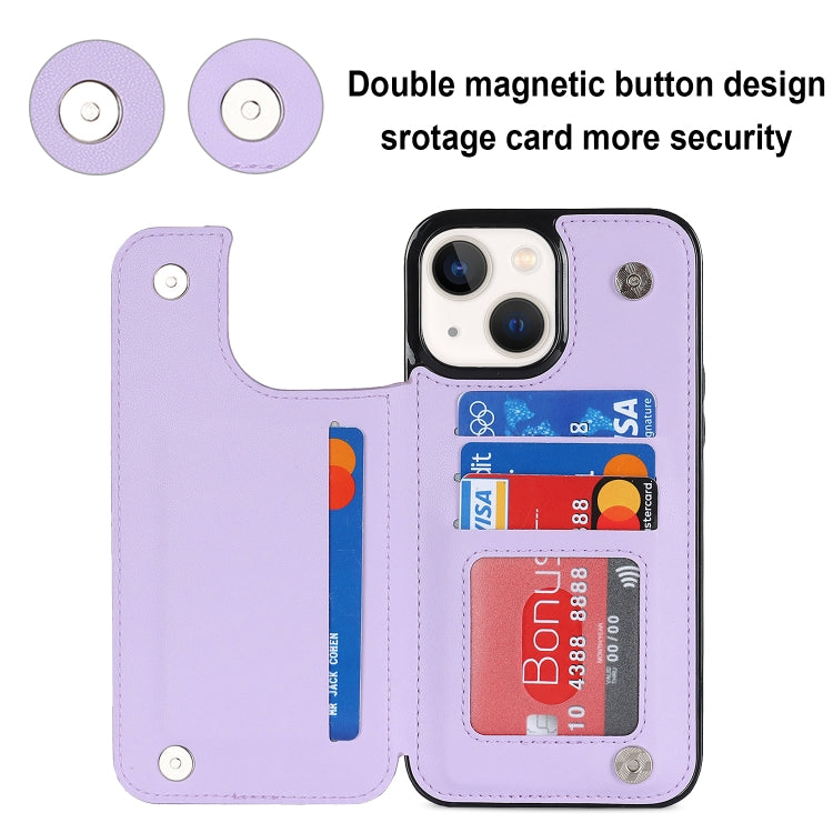 For iPhone 13 Double Buckle Rhombic PU Leather Phone Case