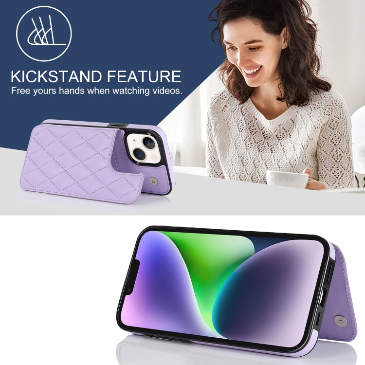 For iPhone 13 Double Buckle Rhombic PU Leather Phone Case