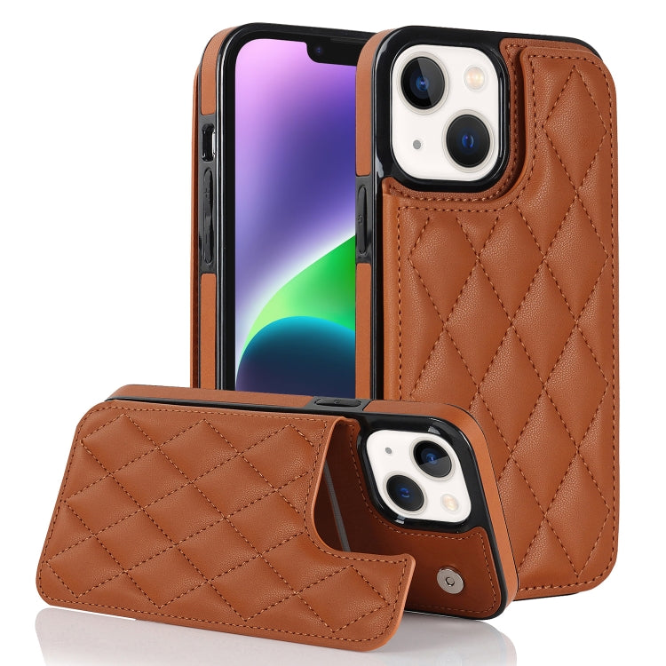 For iPhone 13 Double Buckle Rhombic PU Leather Phone Case
