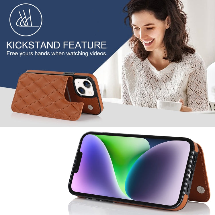 For iPhone 13 Double Buckle Rhombic PU Leather Phone Case