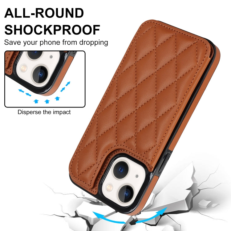 For iPhone 13 Double Buckle Rhombic PU Leather Phone Case