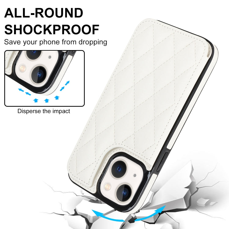 For iPhone 13 mini Double Buckle Rhombic PU Leather Phone Case