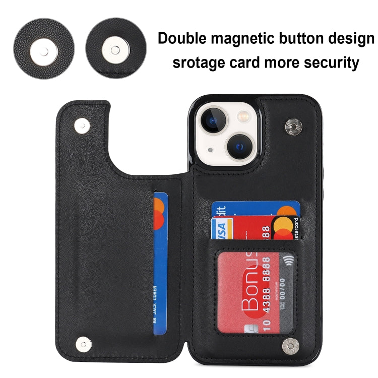 For iPhone 13 mini Double Buckle Rhombic PU Leather Phone Case