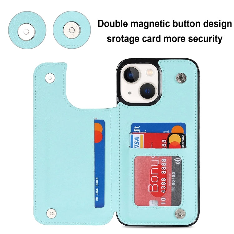 For iPhone 13 mini Double Buckle Rhombic PU Leather Phone Case