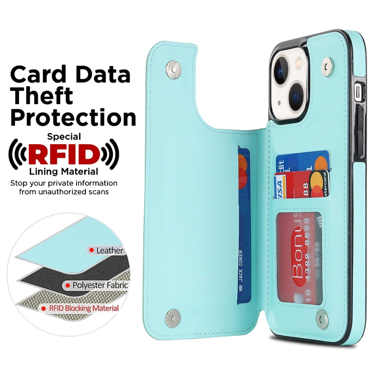 For iPhone 13 mini Double Buckle Rhombic PU Leather Phone Case