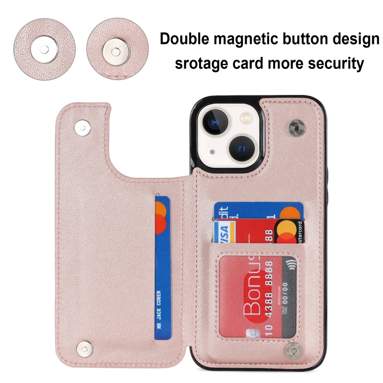 For iPhone 13 mini Double Buckle Rhombic PU Leather Phone Case