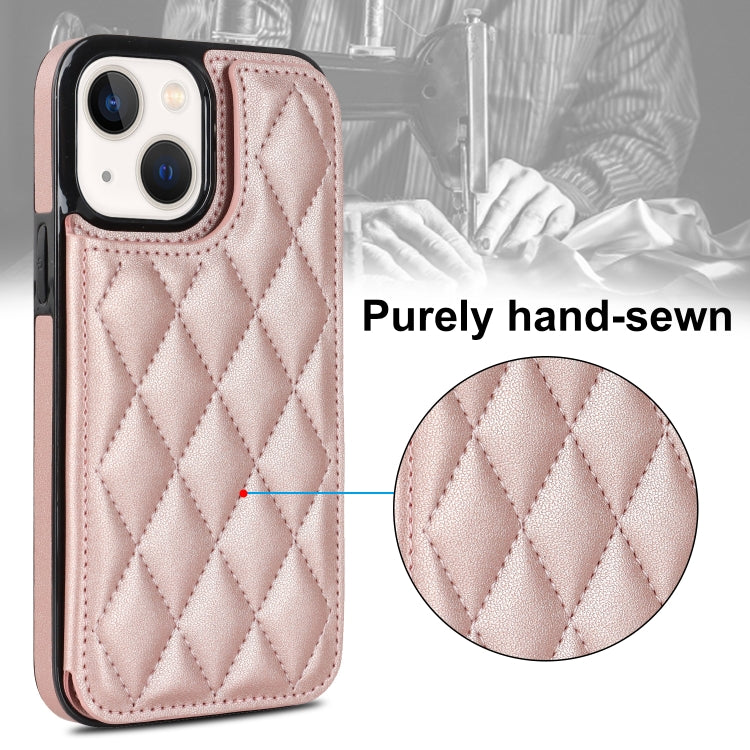 For iPhone 13 mini Double Buckle Rhombic PU Leather Phone Case