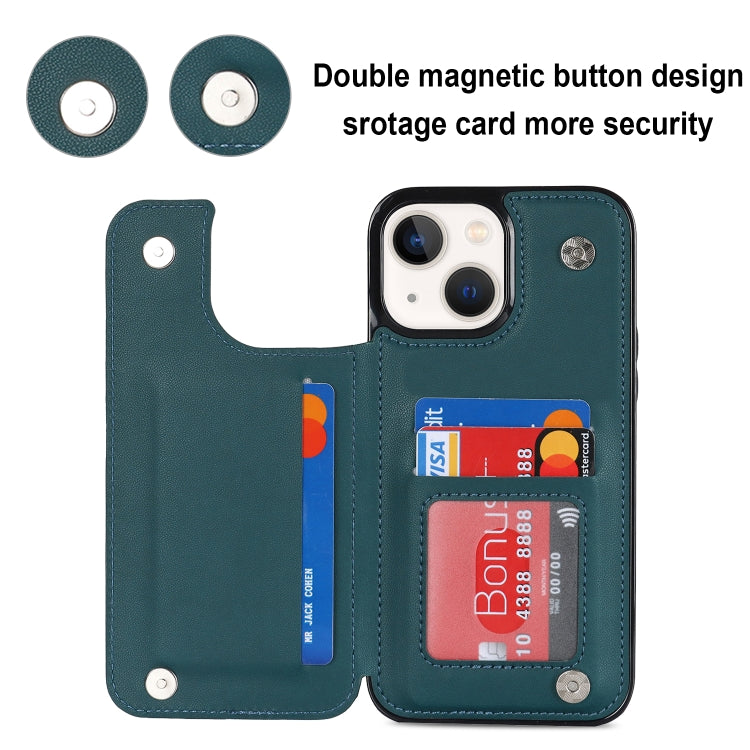 For iPhone 13 mini Double Buckle Rhombic PU Leather Phone Case