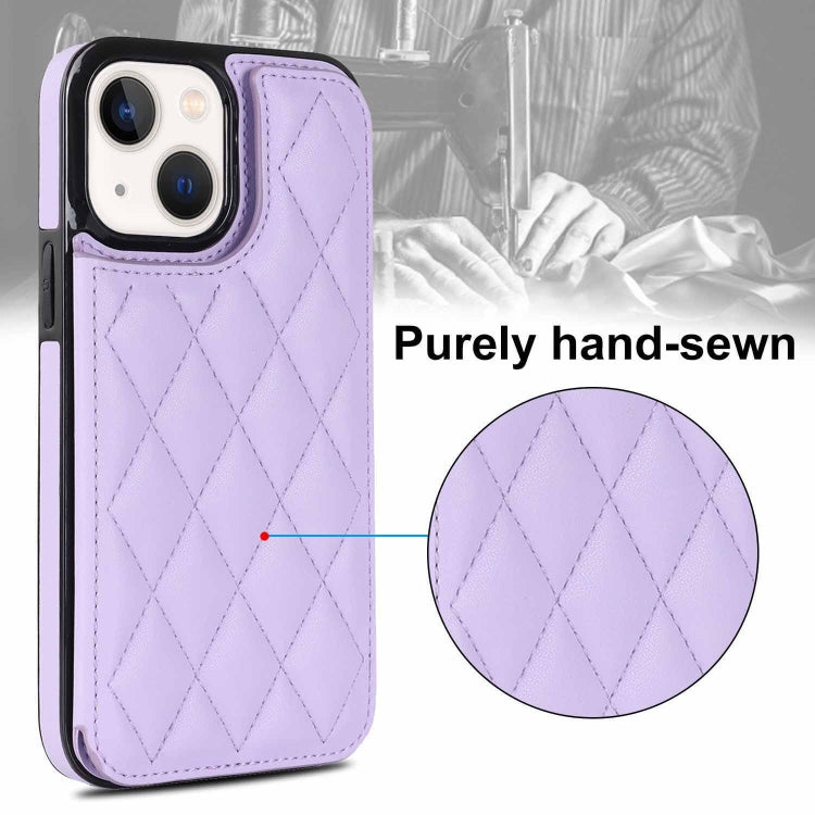 For iPhone 13 mini Double Buckle Rhombic PU Leather Phone Case