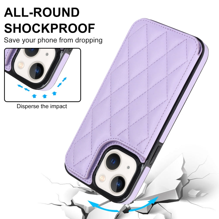 For iPhone 13 mini Double Buckle Rhombic PU Leather Phone Case