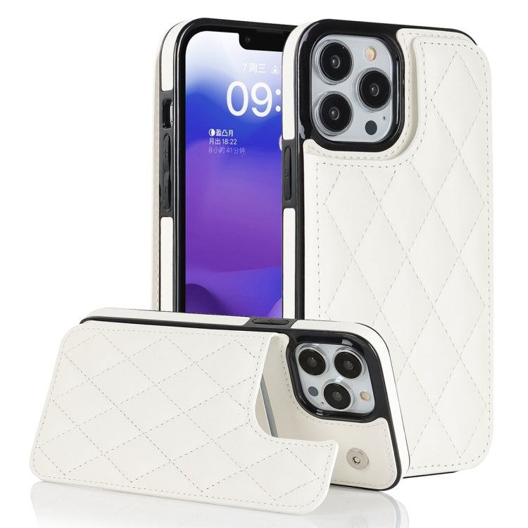 For iPhone 13 Pro Double Buckle Rhombic PU Leather Phone Case