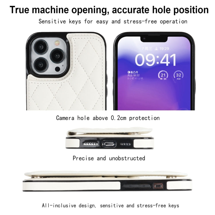 For iPhone 13 Pro Double Buckle Rhombic PU Leather Phone Case