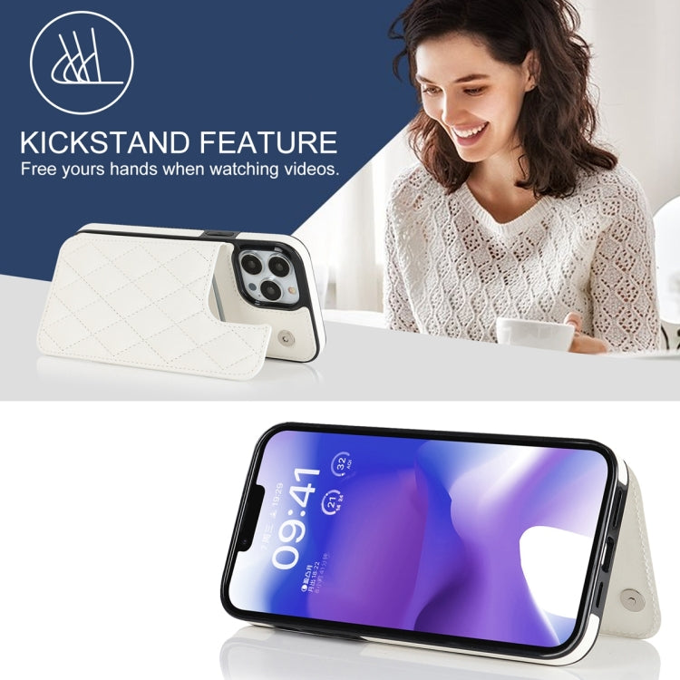 For iPhone 13 Pro Double Buckle Rhombic PU Leather Phone Case