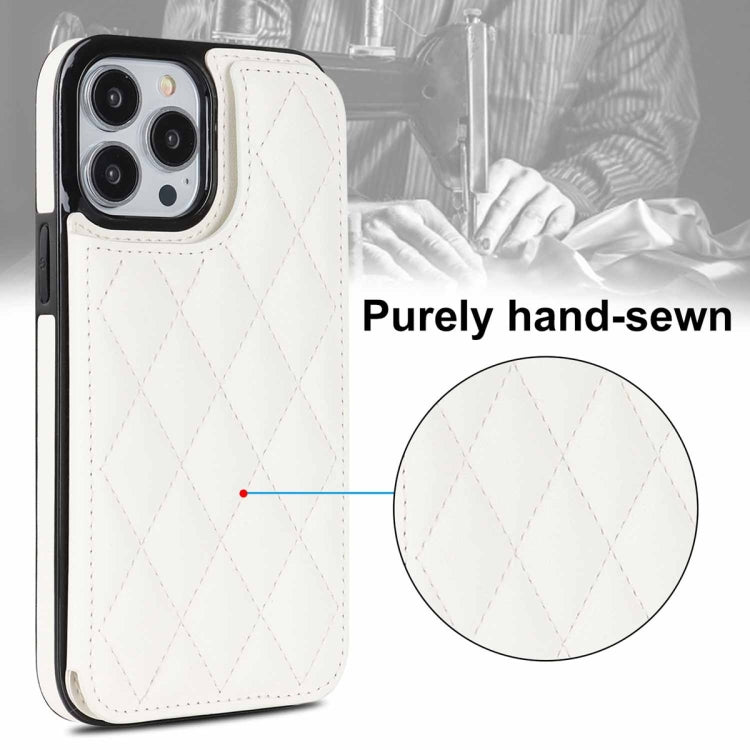 For iPhone 13 Pro Double Buckle Rhombic PU Leather Phone Case