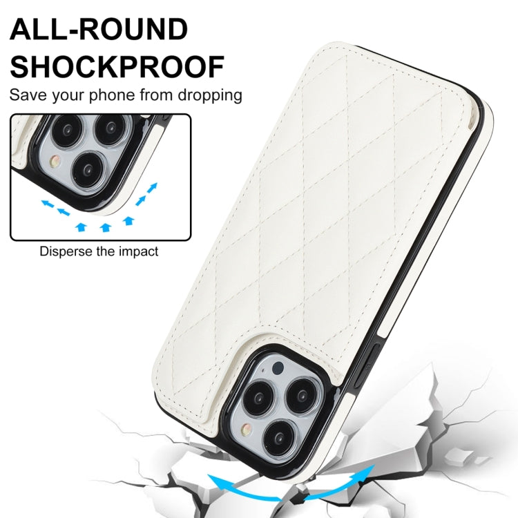 For iPhone 13 Pro Double Buckle Rhombic PU Leather Phone Case