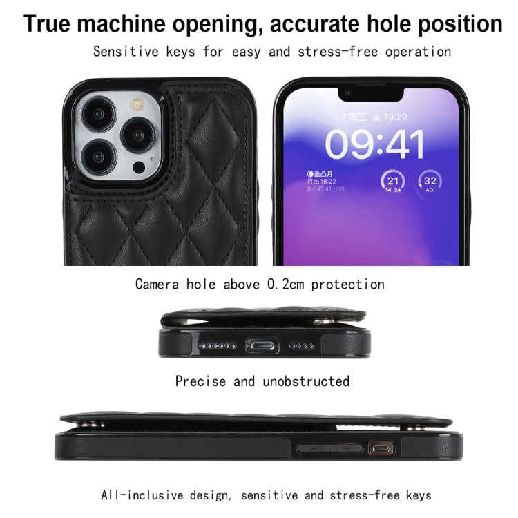 For iPhone 13 Pro Double Buckle Rhombic PU Leather Phone Case