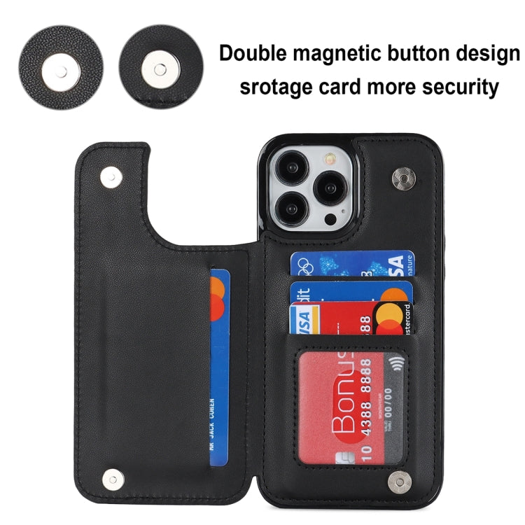 For iPhone 13 Pro Double Buckle Rhombic PU Leather Phone Case