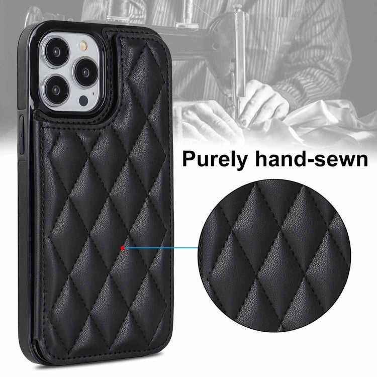 For iPhone 13 Pro Double Buckle Rhombic PU Leather Phone Case
