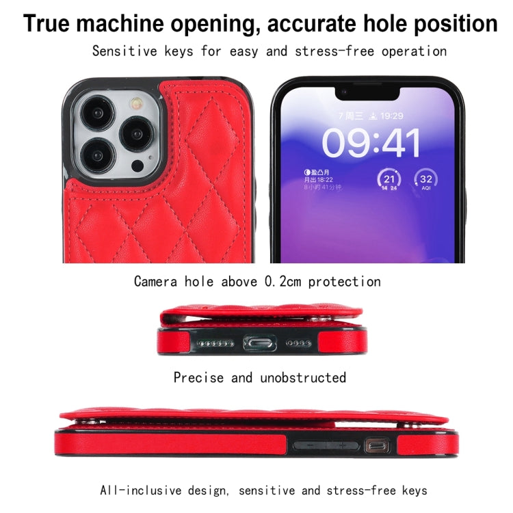 For iPhone 13 Pro Double Buckle Rhombic PU Leather Phone Case