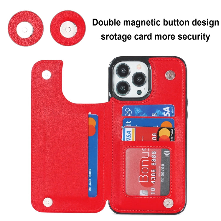 For iPhone 13 Pro Double Buckle Rhombic PU Leather Phone Case
