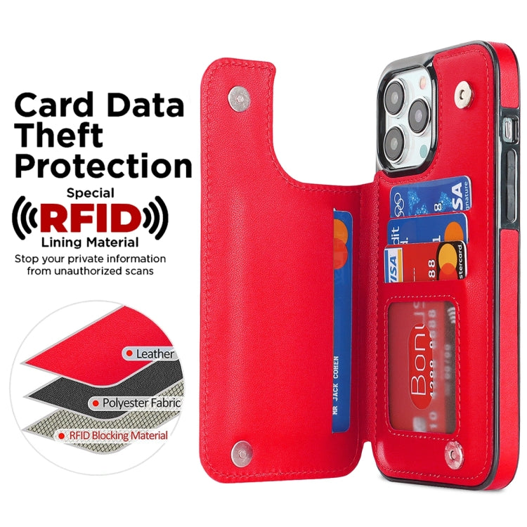 For iPhone 13 Pro Double Buckle Rhombic PU Leather Phone Case