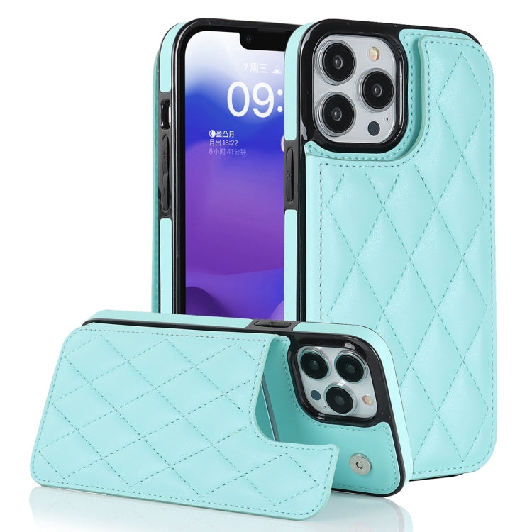 For iPhone 13 Pro Double Buckle Rhombic PU Leather Phone Case