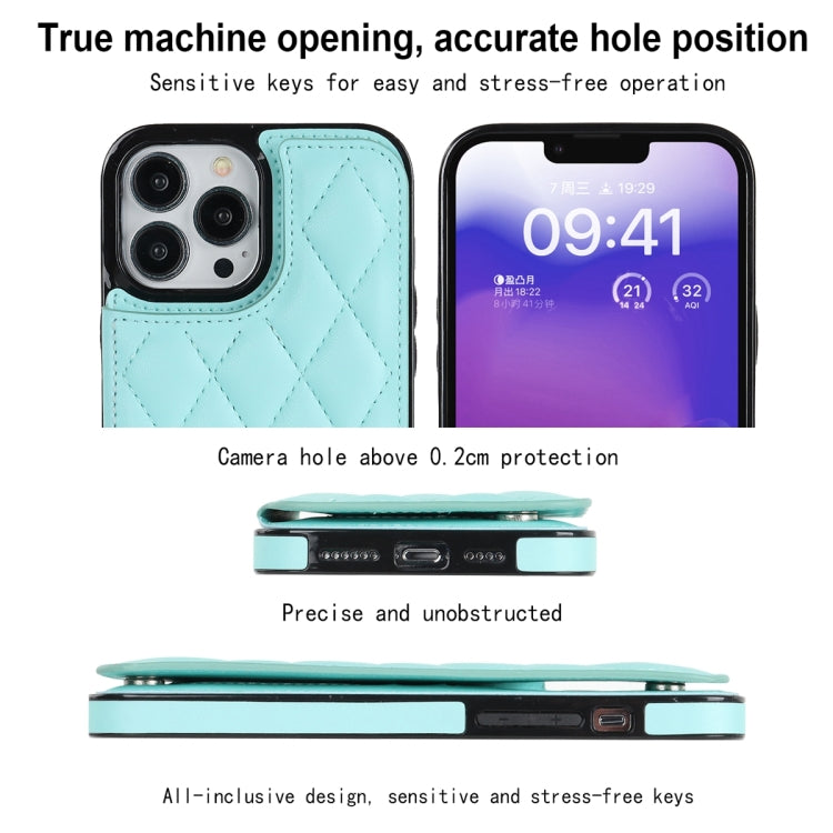 For iPhone 13 Pro Double Buckle Rhombic PU Leather Phone Case