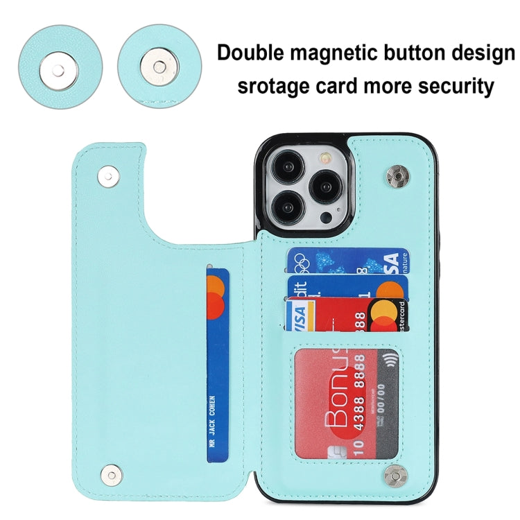 For iPhone 13 Pro Double Buckle Rhombic PU Leather Phone Case