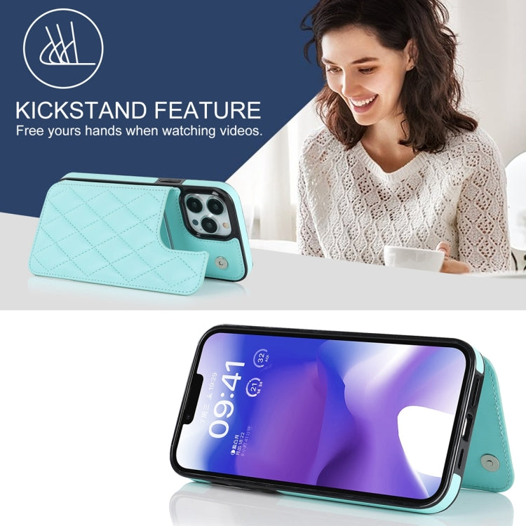 For iPhone 13 Pro Double Buckle Rhombic PU Leather Phone Case