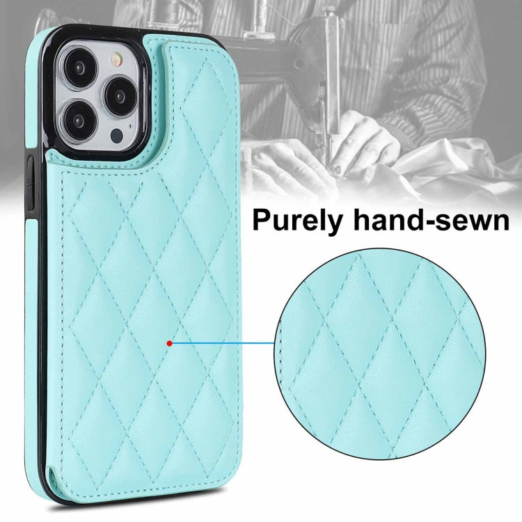 For iPhone 13 Pro Double Buckle Rhombic PU Leather Phone Case