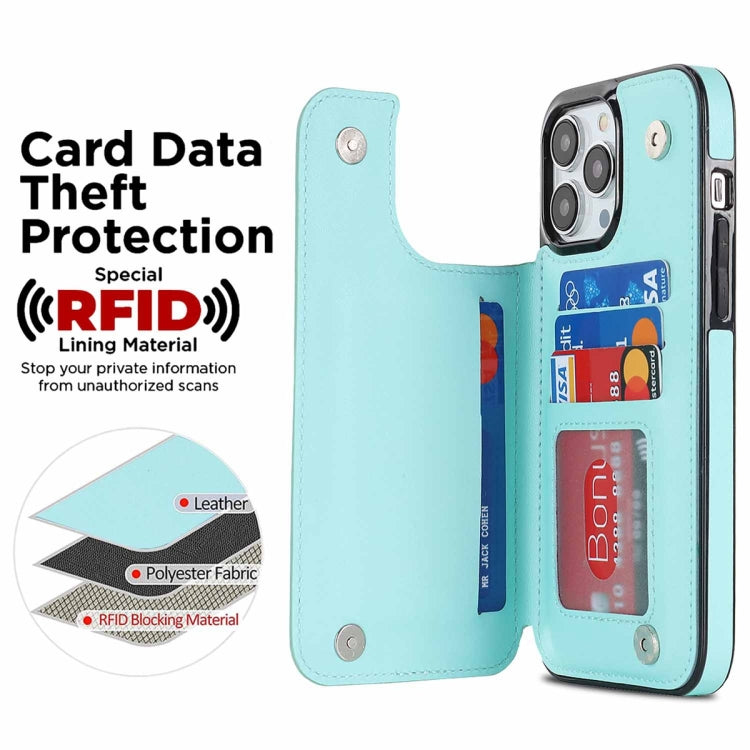 For iPhone 13 Pro Double Buckle Rhombic PU Leather Phone Case
