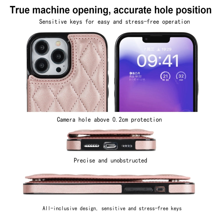 For iPhone 13 Pro Double Buckle Rhombic PU Leather Phone Case