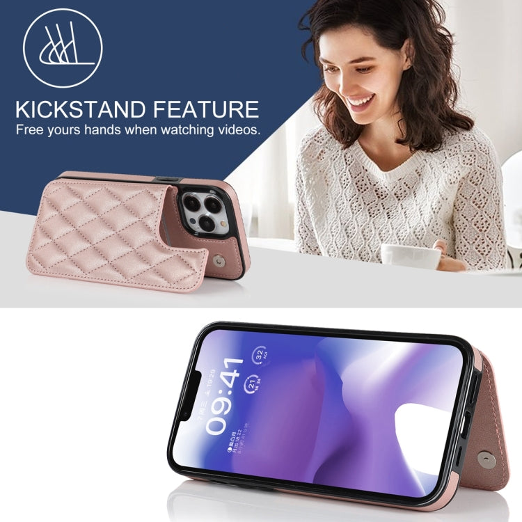 For iPhone 13 Pro Double Buckle Rhombic PU Leather Phone Case