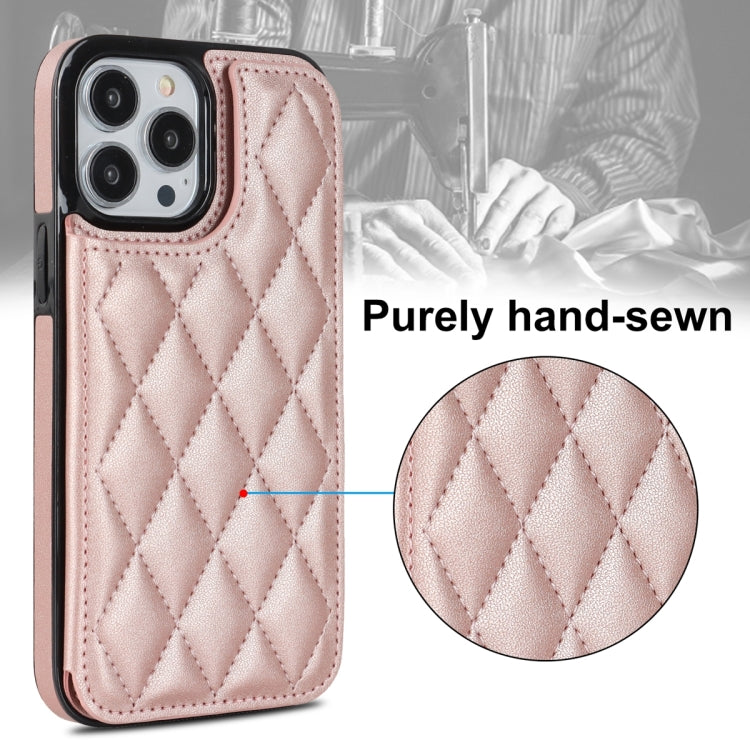 For iPhone 13 Pro Double Buckle Rhombic PU Leather Phone Case