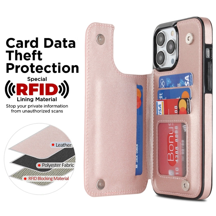 For iPhone 13 Pro Double Buckle Rhombic PU Leather Phone Case